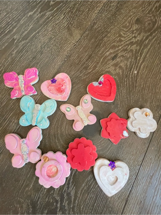 Melissa & Doug Other - Handmade Colorful Clay Hearts, Butterflies & Flowers - Pink, Red, Blue, White